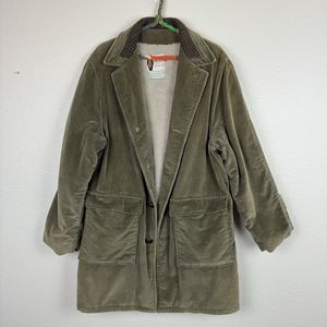 Vintage Penney’s Sports Outdoors Corduroy Field Jacket Sherpa Lined Green 40